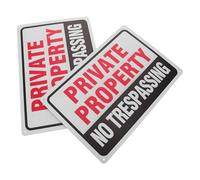 Garneck 2pcs Metal Private Property No Trespassing Signs Safety Caution Boards for Outdoor Use Easy Installation Warning Labels for Gardens Villas Warehouses Farms