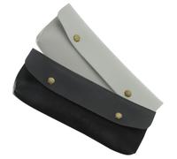 Garneck 2pcs Mini Pencil Case and Makeup Brush Organizer Set, Rectangular Pu Leather Pen Pouch and Cosmetic Brush Holder for Women, Travel Cosmetic Bag with Lipstick Storage in Black and Grey