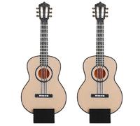 Garneck 2pcs Miniature Guitar With Stand: Dollhouse Mini Musical Instrument - Bass Guitar Model Ornament For Kids Toys Birthday Presents