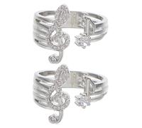 Garneck 2pcs Musical Note Open Rings Music Note Adjustable Finger Band Musical Symbol Jewelry for Women Music Party Supplies