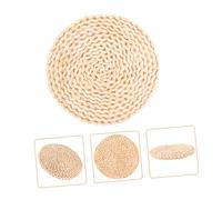 Garneck 2pcs Natural Braided Corn Husk Round Placemats Heat-resistant Woven Table Mats Anti-skid Decorative Insulation Pads for Dining Table Home Kitchen
