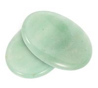 Garneck 2pcs Natural Green Aventurine Mini Thumb Massage Stone Portable Anxiety Worry Relief Scraping Plate for Face Neck Body Acupressure Therapy and Skin Elasticity Improvement