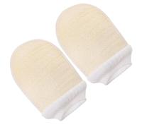 Garneck 2pcs Natural Loofah Bath Scrubber Gloves for Exfoliating and Deep Body Scrub, Sturdy Silk Gourd Fiber Material with Massage Texture, Suitable for Shower and Spa Use