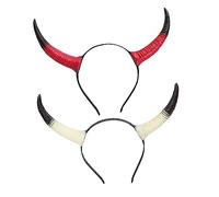 Garneck 2Pcs Ox Horn Headband Cosplay Accessories Lightweight Halloween Party Props Red White Hair Hoops for Costume Parade and Festive Dress Up