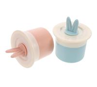 Garneck 2pcs Pink Bunny Ear Whipped Foam Applicator for Travel Skincare Products, Plastic Gentle Material Rich Foam Creation, for Facial Cleansers and Household Use