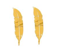 Garneck 2pcs Plume Mirror Gold Wall Stickers Acrylic Diy Modern Decor Living Mural Easy Peel s