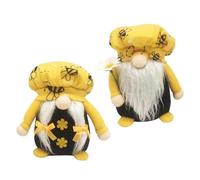 Garneck 2pcs Plush Bee Gnome Dolls Yellow White Indoor Home Decor Party Ornaments Fairy Tale Style for Living Bedroom Kitchen Office Festive Atmosphere