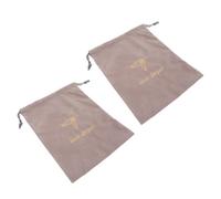 Garneck 2pcs Portable Drawstring Velvet Hair Dryer Bags, Light Grey Plush Storage Pouches 23x30cm, Travel Hair Dryer Organizer Embroidered Design for Hotel and Home Use