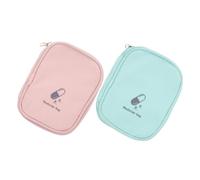 Garneck 2pcs Portable Medicine Bag Pouch Zipper, Lightweight Household and Travel Nursing Bag for Camping Hiking, Includes Light Green and Light Pink Pouches