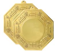 Garneck 2pcs Pure Copper Bagua Mirror Traditional Feng Shui Ornament Concave Bagua Mirror Exorcism Mirror Zen Wall Convex Mirror Feng Shui Convex Bagua Home Adornment Golden Mirror Indoor