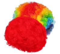 Garneck 2pcs Rainbow Clown Wigs Lightweight Curly Afro Costume Party Wigs for Birthday Carnivals and Halloween Reusable Retro Disco Theme