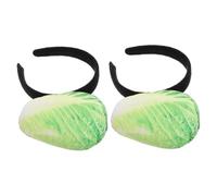 Garneck 2pcs Realistic Plush Chinese Cabbage Headband Durable Handmade Vegetable Hairband for Halloween Party Dress Up Fun Novelty Accessory for Women