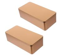 Garneck 2pcs Rectangular Tinplate Storage Boxes for Tea and Snacks Wear Resistant Containers with Smooth Surface Space Saving Organizer for Candy Cookies Jewelry and More