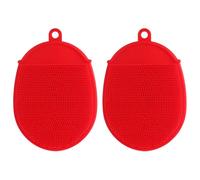 Garneck 2pcs Red Silicone Bath Brush Body Scrubber Set Exfoliating Soft Bristles for Adults and Babies, Multipurpose Shower Cleaning Tool for Sensitive Skin