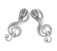 Garneck 2Pcs Retro Music Themed Brooch Pin Set Microphone and Music Note Pins for Women Vintage Style Decorative Brooches for Hats Jackets Shawls Fashion Accessories