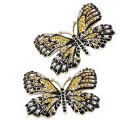 Garneck 2Pcs Rhinestone Butterfly Brooch Pin for Women Vintage Alloy Lapel Pin Wedding and Party Decorative Safety Jewelry Accessories