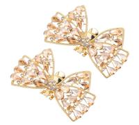 Garneck 2pcs Rhinestone Shoe Buckles Bow Clips for Women, Elegant Golden Alloy Material with Easy Installation, Versatile Shoe Decoration for Wedding and Party Accessories