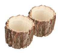 Garneck 2pcs Rustic Planter Wood Tree Stump Flower Buckets Small Barrel Planters for Decorative Plants and Flowers Simple and Classy for Office Desktop and Personal Home