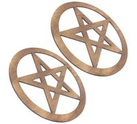 Garneck 2pcs Rustic Wooden Pentagram Wall Signs, 11.4' Five-Point Star Carvings with Precise Hollow Detailing, for Paganism Decor and Meditation Spaces to Enhance Atmosphere