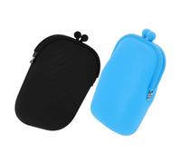 Garneck 2pcs Silicone Coin Wallet Small Portable Change Purses for Women Compact Soft Touch Purse for Outdoor and Everyday Use Blue and Black