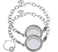 Garneck 2Pcs Silver Alloy Bangle Bracelets for Women and Teen, Trendy Link Wrist Chains with Openable Frame Box, Fashion Jewelry Set for Everyday Wear