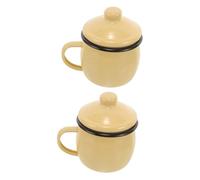 Garneck 2pcs Simple Yet Stylish Enamel Mug with Lid Perfect for Home and Travel