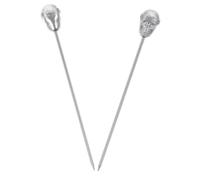 Garneck 2pcs Skull Dessert Pin Skewers Skull Toothpicks Appetizers Fruit Halloween Cocktail Picks Dessert Picks Two Cocktail Garnish Sticks Stirrers Food Skull Decor Stainless Steel
