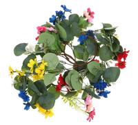 Garneck 2pcs Spring Candle Rings Eucalyptus Centerpieces for Tables Rustic Daisy Wreaths with Cloth and Pe Material Lightweight Ring for Festival Wedding Photo Prop