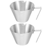 Garneck 2pcs Stainless Steel Espresso Shot Measuring Cups with Double Spout and Scale Small Metal Pitcher for Coffee Milk Creamer and Baking Multifunctional Jug for Precise Dosing and Easy