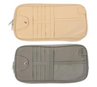 Garneck 2pcs Sun Visor Id Holder Car Organizer Storage Case for Sunglasses License Documents CD Visor Organizer Clip