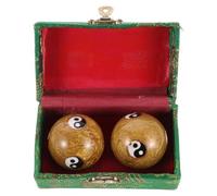 Garneck 2pcs Traditional Baoding Balls 42mm Gold Enamel Hand Massage Exercise Balls with Six Fish Pattern for Stress Relief and Finger Flexibility Wellness Tool