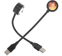 Garneck 2pcs USB Sunset Projection Lamps Mode Colorful Gradient LED Night Lights for Bedroom and Home Lighting Abs Material Ambient Party and Background Atmosphere Lights