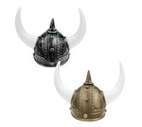 Garneck 2pcs Viking Horned Helmet Lightweight Medieval Norse Festival Party Headwear for Men Halloween Renaissance Fair Pirate Cosplay Accessories