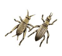 Garneck 2Pcs Vintage Brass Cricket Figurines Unique Desktop Ornament for Home Office Decor Solid Metal Craft with Handmade Design Gift for Cricket Lovers and Living Decoration