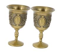 Garneck 2pcs Vintage Embossed Zinc Alloy Wine Goblets with Intricate Metal Shot Glasses for Royal Themed Parties Banquets Home Decoration and Wine Tasting