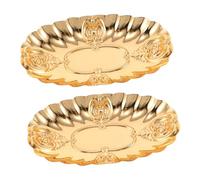 Garneck 2pcs Vintage Metal Jewelry Tray Decorative Organizer for Rings Necklaces Earrings Multipurpose Vanity Dish for Bathroom Candle Snack Storage