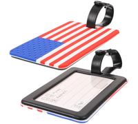 Garneck 2pcs Waterproof PVC Luggage Identification Tags with Quick Retrieval Feature, Black Suitcase Tags for Travel and Holder for Transit Cards, Chic Design with Beautiful Look