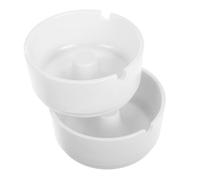 Garneck 2pcs White Melamine round Ashtrays Portable and Unbreakable Ashtray Set for Home outside Use with Minimalist Sl esign and Versatile Functionality
