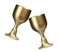 Garneck 2pcs Wine Glass Brass 3×5.5cm Chalice Wine Church Cup Altar Cup