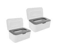 Garneck 2pcs Wipes Storage Boxes with Lid Refillable Wipes Container Dustproof Dispenser for Bathroom and Travel Gray Tissue Holder for Home Organization