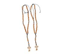 Garneck 2pcs Wooden Cross Necklace Vintage Bead Religion Jewelry for Men Women Versatile Daily Wear Baptism Accessory for Believers Special Events