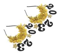 Garneck 2pcs Year Party Headbands with Gold Stars Fun Photo Props Party Favors Fits Creative Hair Hoops for Years Eve Celebrations and Festival Accessories