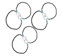 Garneck 3 Pcs Double Layered Heart Pendant Ankle Bracelets for Women Boho Beach Beaded Anklets Lightweight Foot Jewelry for Summer Vacation