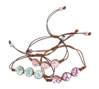 Garneck 3 Pcs Handwoven Eternal Flower Bracelet Unique Dried Flower Jewelry with Rhinestones Stylish Accessory for Special Occasions Elegant Floral Design Purple Pink and Light Blue