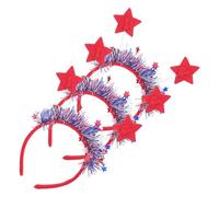 Garneck 3 Pcs Patriotic Star Headbands for Independence Day with Glitter Felt Material, Comfortable Fit and Stable Design, for Fourth of July Themed Events and July 4th Parties