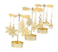 Garneck 3-Piece Christmas Snowflake Candle Spinner - Rotating Tealight Candle Holder in Golden Iron
