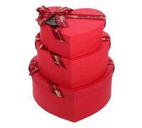 Garneck 3 Pieces Heart Shaped Boxes Set in Red - Small, Medium, Large Candy and Wedding Favor Boxes for Valentine’S Day, Birthday Presents, Party Packaging