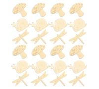 Garneck 30pcs Creative Khaki Wood Discs with Snail, Dragonfly, and Mushroom Shapes, Blank Surface for Dyeing and Fit for Crafts, for Painting and Craft Making Projects