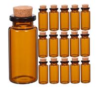 Garneck 30pcs Mini Amber Jars with Tight Sealing Cork Stoppers for Essential Oils Spices Jewelry Storage Resistant Bottles for Travel and Home Decor