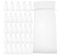 Garneck 30pcs Wine Bag Mesh Storage Bag Drawstring Design White Cloth for Christmas Party Favor